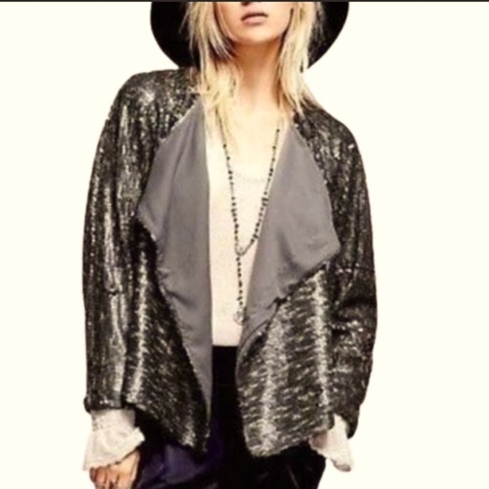 Free People Drippy Sequin Cardigan Jacket New With Tags